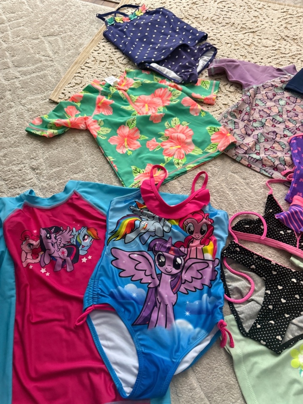 Carter's Girls' Multicolor Swimwear Lot - Blue, Pink, Green, Black